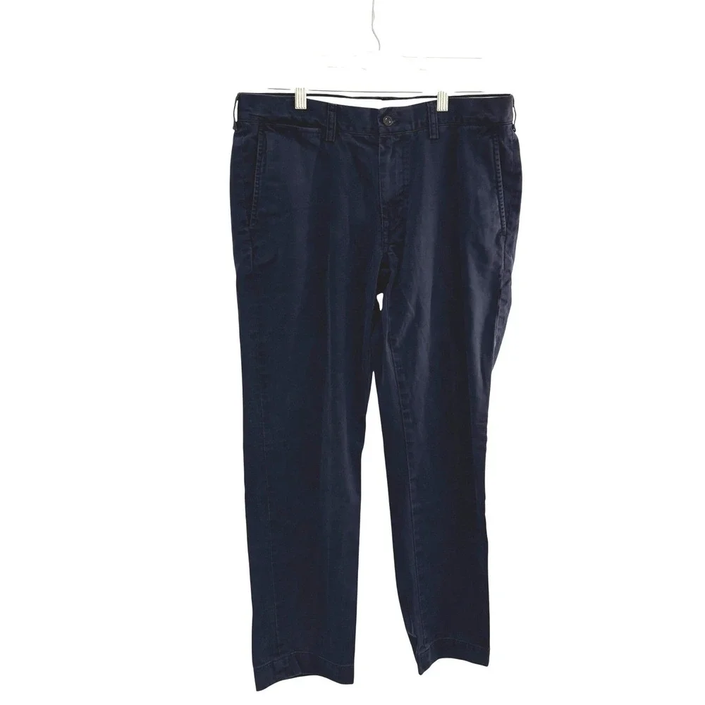 Polo Ralph Lauren Chino Pants Men 34W x 28L Navy Blue Cotton Twill Straight Fit
